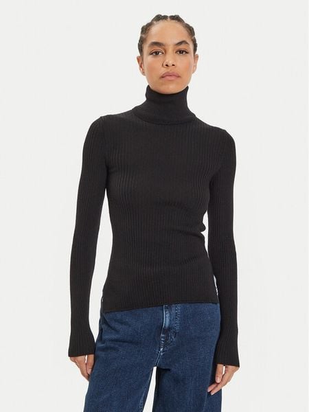 IVY OAK Golf Karo IO113030 Czarny Slim Fit. Czarne golfy damskie Ivy & Oak, s, bez wzorów, z wełny, bez ramiączek. Za 499.99 zł.