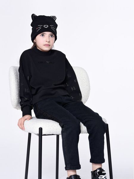Karl Lagerfeld Kids Jeansy Z14217 D Czarny Mom Fit. Czarne spodnie dziewczęce Karl Lagerfeld Kids, z bawełny. Za 237.50 zł.