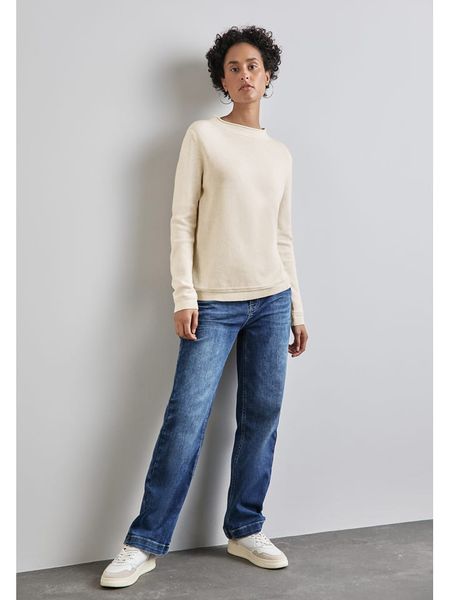 Street One Sweter w kolorze kremowym rozmiar: 44. Brązowe golfy damskie Street One, bez wzorów, ze splotem, bez ramiączek. Za 114.17 zł.