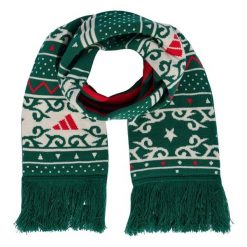 Szalik z grafiką bożonarodzeniową. Białe szaliki i kominy damskie Adidas, bez wzorów, z dzianiny. Za 139.00 zł.