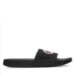 Klapki Champion. Czarne klapki damskie CHAMPION, bez wzorów, bez obcasa. Za 79.99 zł.