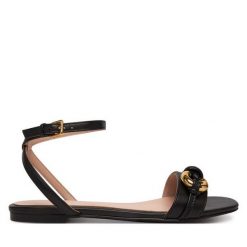 Sandały Coccinelle. Czarne sandały damskie Coccinelle, bez wzorów, bez obcasa, na płaskiej podeszwie. Za 849.99 zł.