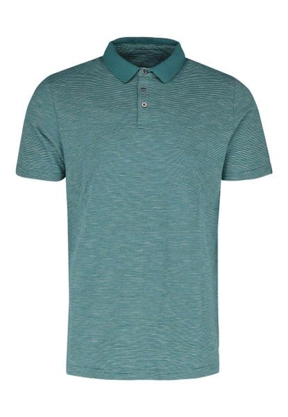 Koszulka polo w paski O-MANGO. Niebieskie koszulki polo męskie Volcano, na lato, l, bez wzorów, z bawełny, bez ramiączek. Za 99.99 zł.