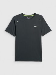 4F Koszulka do biegania szybkoschnąca męska - czarna L. Czarne t-shirty sportowe męskie 4f, l, z materiału, bez ramiączek, do biegania. Za 119.99 zł.