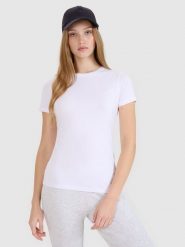 4F T-shirt slim gładki damski (2-pack) - biały XL. Białe t-shirty damskie 4f, xl, bez wzorów, z bawełny, bez kołnierzyka. Za 79.99 zł.