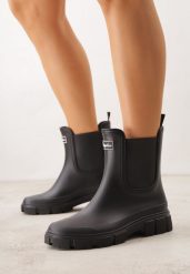 Czarne Kalosze o Fasonie Sztybletów z Antypoślizgową Podeszwą Uemaeno. Czarne kalosze damskie Born2be, bez wzorów, z jeansu. Za 79.99 zł.