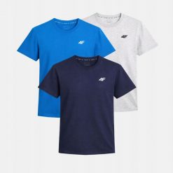 KOMPLET KOSZULEK MĘSKICH 4F ZESTAW 3PAK T-SHIRT TTSHM3341. T-shirty męskie 4f, m, bez wzorów, z bawełny, bez kołnierzyka. Za 113.70 zł.