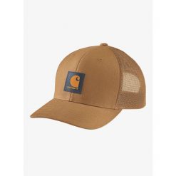Czapka z daszkiem Carhartt Twill Mesh-Back Logo Patch Cap. Brązowe czapki męskie Carhartt, bez wzorów, z meshu, sportowe. Za 119.99 zł.