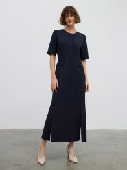 BGN Sukienka w kolorze granatowym rozmiar: 40. Niebieskie sukienki damskie BGN, na imprezę, bez wzorów, bez kołnierzyka, bez ramiączek, maxi. Za 187.96 zł.