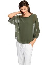 Heine Bluzka w kolorze khaki rozmiar: 34. Brązowe bluzki damskie Heine, bez wzorów, bez kołnierzyka, bez ramiączek. Za 126.99 zł.