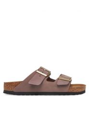 Birkenstock Klapki Arizona 1029428 Fioletowy. Fioletowe klapki damskie Birkenstock, bez wzorów, z nubiku, bez obcasa. Za 439.99 zł.
