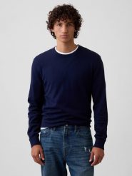 GAP Sweter w kolorze granatowym rozmiar: S. Niebieskie swetry męskie GAP, s, bez wzorów, z bawełny, bez kołnierzyka. Za 91.95 zł.