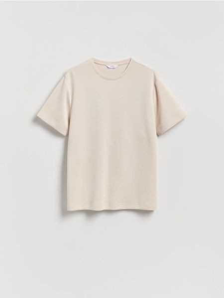 T-shirt regular fit z modalem - beżowy. Brązowe t-shirty męskie Reserved, l, bez wzorów, z dzianiny, bez kołnierzyka. Za 89.99 zł.