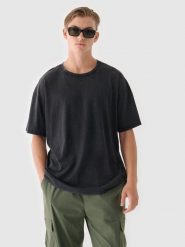 4F T-shirt z efektem acid wash męski - czarny L. Czarne t-shirty męskie 4f, l, bez wzorów, z bawełny, bez kołnierzyka. W wyprzedaży za 39.99 zł.