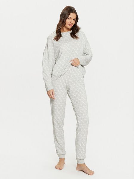 Guess Piżama O5RX09 KCMB2 Szary Regular Fit. Szare piżamy damskie Guess, m, z aplikacjami, z syntetyku, bez ramiączek. Za 189.99 zł.