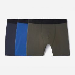 Bokserki sportowe męskie Decathlon 3 sztuki. Brązowe bokserki męskie Decathlon, bez wzorów, z elastanu. Za 69.99 zł.