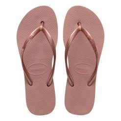 Japonki damskie Havaianas Slim Platform. Czerwone klapki damskie Havaianas, bez wzorów, z gumy, bez obcasa. Za 99.99 zł.