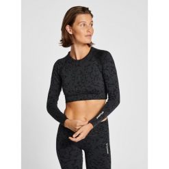 Damski bezszwowy crop top Hummel Mt Pi. Czarne topy sportowe damskie HUMMEL, bez wzorów, bez ramiączek. Za 148.50 zł.