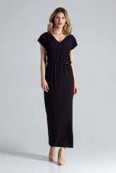 Czarna Sukienka Maxi z Dekoltem V. Czarne sukienki damskie Figl, l, bez wzorów, z elastanu, wizytowe, bez kołnierzyka, bez ramiączek, maxi. Za 289.00 zł.