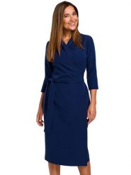 Stylove Sukienka w kolorze granatowym rozmiar: M. Niebieskie sukienki damskie Stylove, m, bez wzorów, bez kołnierzyka, bez ramiączek, midi, kopertowe. Za 206.42 zł.