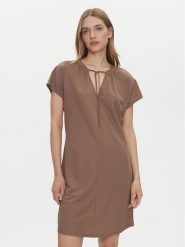 ONLY Sukienka codzienna Jany 15351683 Brązowy Relaxed Fit. Brązowe sukienki damskie Only, na co dzień, l, bez wzorów, z wiskozy, bez kołnierzyka, bez ramiączek, proste. Za 109.99 zł.