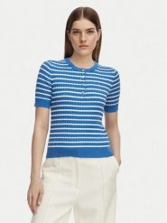 Tommy Hilfiger Sweter WW0WW49613 Niebieski Slim Fit. Niebieskie swetry klasyczne damskie Tommy Hilfiger, xs, z bawełny, bez kołnierzyka. Za 529.99 zł.