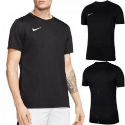 Koszulka sportowa męska z krótkim rękawem Nike Park VII. Czarne t-shirty sportowe męskie Nike, m, bez ramiączek, do piłki nożnej. Za 74.00 zł.
