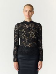 YAS Bluzka w kolorze czarnym rozmiar: L. Czarne bluzki damskie YAS, l, bez wzorów, z koronki, bez kołnierzyka, bez ramiączek. Za 149.95 zł.