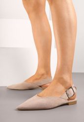 Ciemnobeżowe Sandały Vices Typu Slingback z Wkładką ze Skóry Naturalnej Rallora. Brązowe sandały damskie Renee, bez wzorów, ze skóry, bez obcasa, na obcasie. Za 49.99 zł.