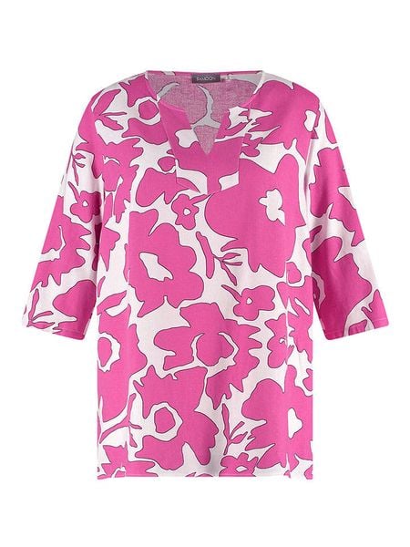SAMOON Bluzka w kolorze różowo-białym rozmiar: 46. Białe bluzki damskie Samoon, bez wzorów, bez kołnierzyka, bez ramiączek. Za 152.26 zł.