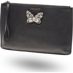 KOPERTÓWKA TWINSET. Czarne torebki wieczorowe Twinset, z aplikacjami, ze skóry, bez kołnierzyka, bez ramiączek. Za 383.00 zł.
