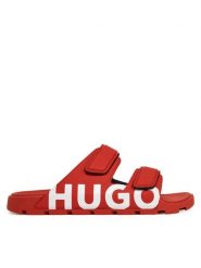 HUGO Klapki Evander 50542042 Czerwony. Czerwone klapki i japonki męskie Hugo, ze skóry. Za 322.99 zł.