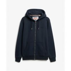 Bluza z kapturem i zamkiem błyskawicznym Superdry Essential Logo. Niebieskie bluzy z kapturem męskie Superdry., s, z dresówki. Za 392.35 zł.