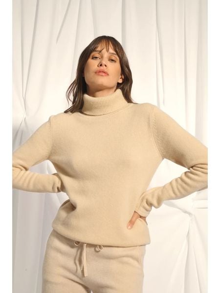 Just Cashmere Kaszmirowy golf "June" w kolorze beżowym rozmiar: L. Brązowe golfy damskie Just Cashmere, l, bez wzorów, z kaszmiru, bez ramiączek. Za 478.62 zł.