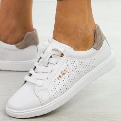 Białe skórzane półbuty damskie Filippo Dp6738/26. Białe półbuty damskie Filippo, bez wzorów, z jeansu, biznesowe, bez obcasa, na płaskiej podeszwie. Za 229.00 zł.