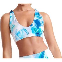 Biustonosz sportowy damski Superdry Flex Strappy. Niebieskie biustonosze sportowe damskie Superdry., bez wzorów, z gumy. Za 87.49 zł.