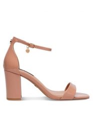 Nine West Sandały WFA2647-1 Różowy. Czerwone sandały damskie Nine West, bez wzorów, ze skóry, bez obcasa, na słupku. Za 137.99 zł.