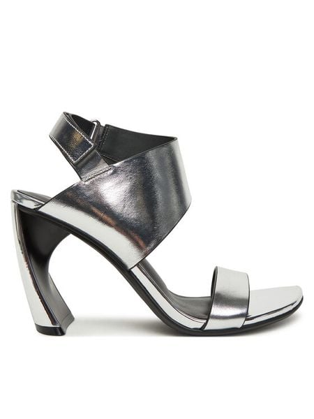 United Nude Sandały Zuma Sandal Hi 1092814116 Srebrny. Szare sandały damskie United Nude, bez wzorów, ze skóry, bez obcasa, na słupku. Za 939.99 zł.