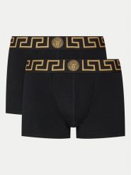 Versace Komplet 2 par bokserek AU10181 1A10011 Czarny. Czarne bokserki męskie Versace, bez wzorów, z bawełny. Za 329.99 zł.