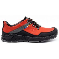 Olivier Męskie buty trekkingowe skórzane 292GT czerwone. Czerwone buty trekkingowe męskie na jesień, z jeansu, bez zapięcia. Za 319.69 zł.