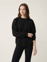 Bluza dresowa crewneck oversize - czarny. Czarne bluzy bez kaptura damskie Sinsay, l, z dresówki. Za 39.99 zł.