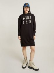 G-Star Sukienka dresowa w kolorze czarnym rozmiar: M. Czarne sukienki damskie G-Star, m, bez wzorów, z dresówki, retro, bez kołnierzyka, bez ramiączek, midi. Za 215.21 zł.