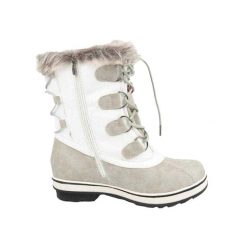 Buty Śniegowe Ze Skóry Ekologicznej Dla Kobiet. Białe trapery damskie Geographical Norway, ze skóry ekologicznej, bez obcasa. Za 378.99 zł.