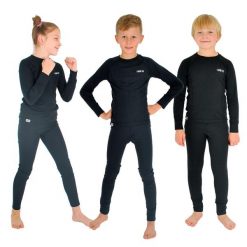 Bielizna termoaktywna juniorska Ice-Q Warm'N'Dry Junior. Czarna bielizna termoaktywna męska ICE-Q, bez wzorów, z meshu. W wyprzedaży za 129.90 zł.
