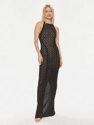 Guess Sukienka wieczorowa Belle W4GK80 Z36O0 Czarny Slim Fit. Czarne sukienki damskie Guess, s, z aplikacjami, z syntetyku, wizytowe, bez kołnierzyka, bez ramiączek. Za 389.99 zł.