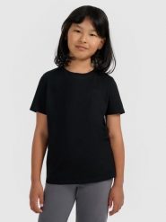 4F T-shirt regular gładki dziewczęcy - czarny 122 (6-7 lat). Czarne koszulki dziewczęce 4f, m, bez wzorów, z bawełny, bez ramiączek. Za 29.99 zł.