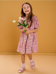 Sukienka babydoll z ozdobną kokardą - wielobarwny. Sukienki dziewczęce Sinsay, bez wzorów, bez ramiączek. Za 32.99 zł.