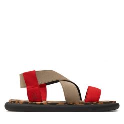 Sandały Fly London. Czerwone sandały damskie Fly London, bez wzorów, bez obcasa, na płaskiej podeszwie. Za 489.99 zł.