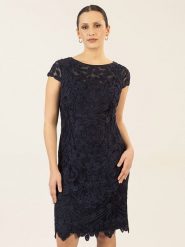 APART Sukienka w kolorze granatowym rozmiar: 46. Niebieskie sukienki damskie Apart, bez wzorów, bez kołnierzyka, bez ramiączek, mini. Za 345.36 zł.