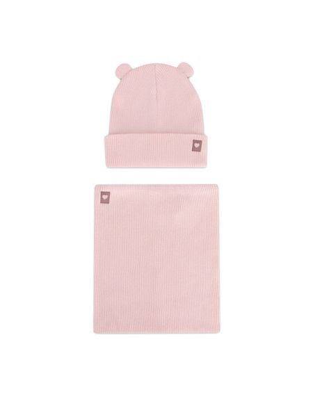 Nelli Blu Komplet czapka i komin 7KF-001-AW24 Różowy. Czerwone czapki dziecięce Nelli Blu, z bawełny, bez ramiączek. Za 59.99 zł.